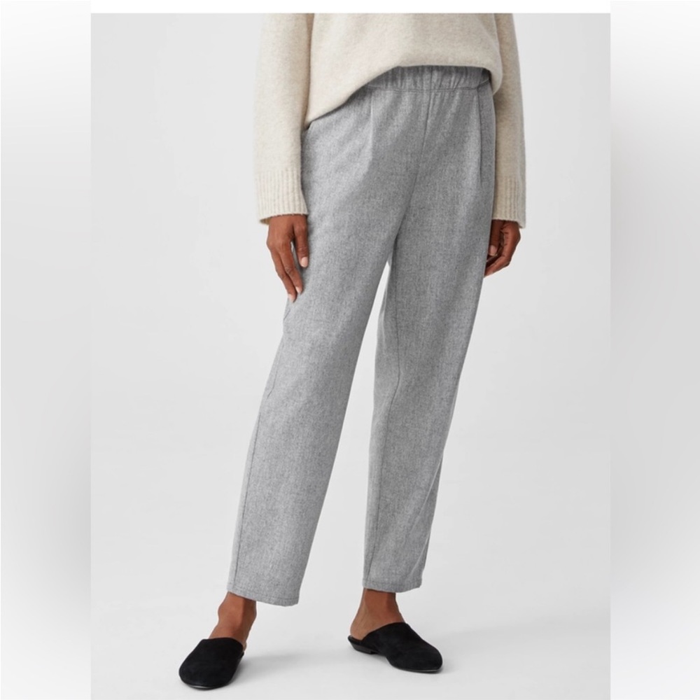 NWT Eileen Fisher Soft Wool Flannel Pleated Tapered Pant